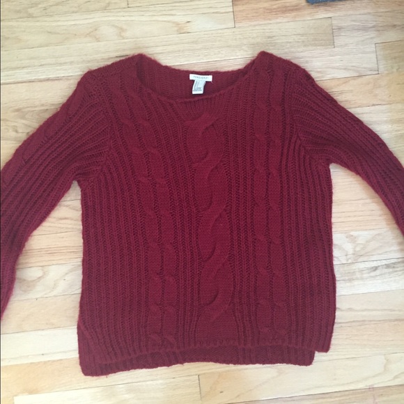 Red cable knit sweater