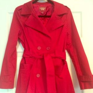 Red Guess Double Breasted Trench Coat