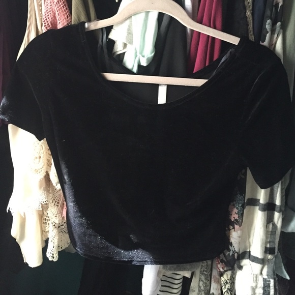 Black velvet crop top