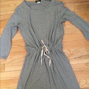 Striped shift dress with tie