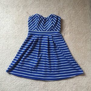 Strapless Striped Sweetheart Dress w/ Padding