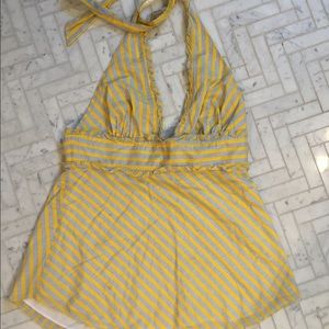 Jcrew yellow and blue striped halter top