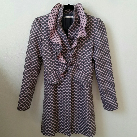 Stylish Long jacket with Ruffle collar