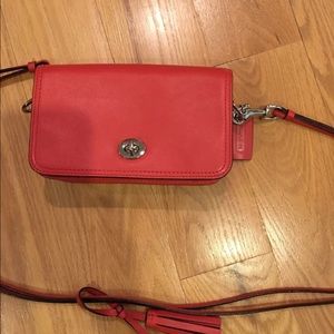 Coach red leather cross body