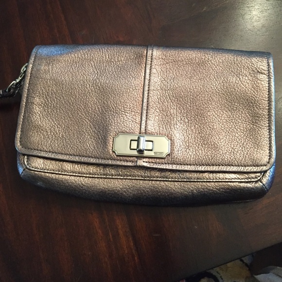 Coach gunmetal clutch