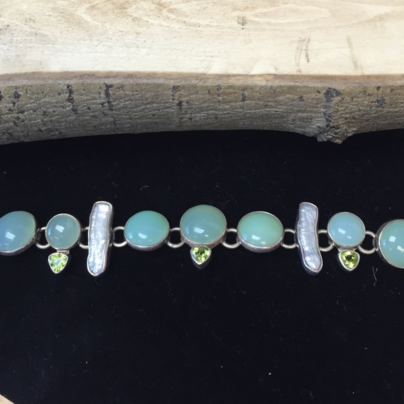 Moonstone and mother of pearl set in sterling