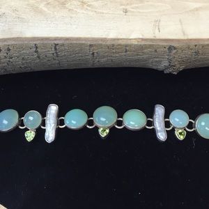 Moonstone and mother of pearl set in sterling