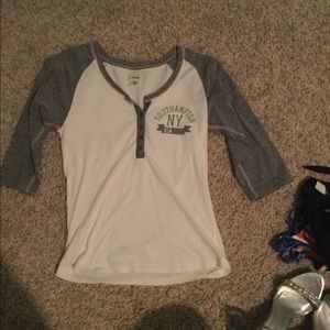 gray and white baseball tee!