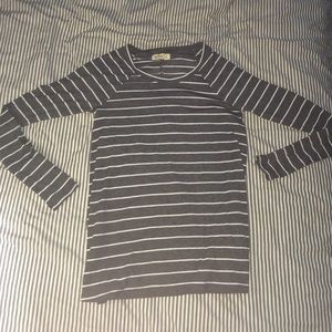 Hollister long sleeve with white and gray stripes