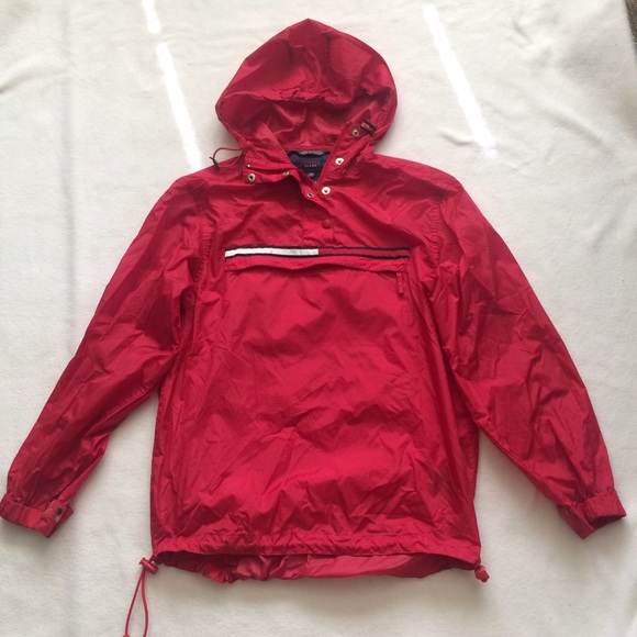 Tommy Hilfiger Red Pullover Rain Jacket Foldable