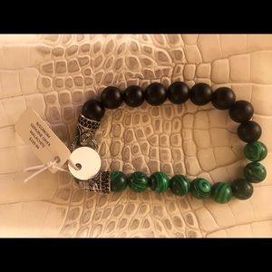Blackjack Crystal Malachite & Onyx Beaded Bracelet