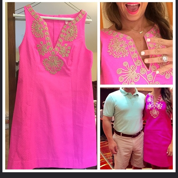 Pink/gold Lilly Pulitzer. EUC-worn once size 4.