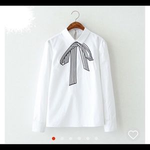 Long sleeve White Shirt w/ Bow