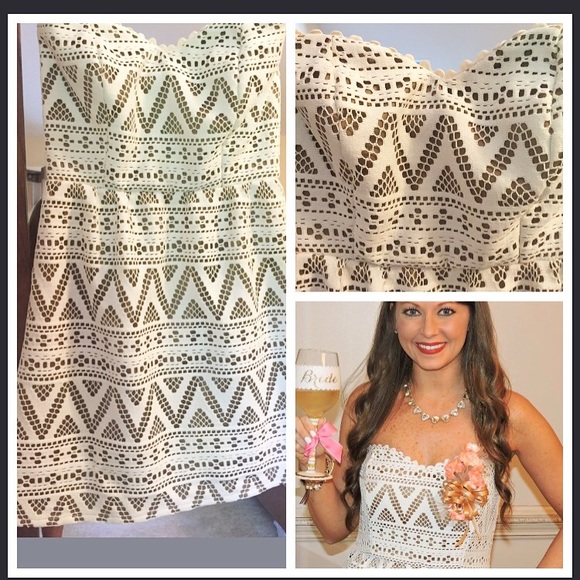 Judith March white/tan eyelet dress. EUC WORN ONCE