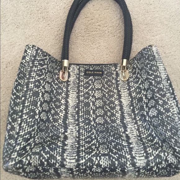 Cole Haan snakeskin black and white handbag