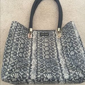 Cole Haan snakeskin black and white handbag