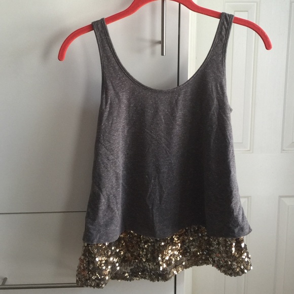 Super cute gray and gold tank