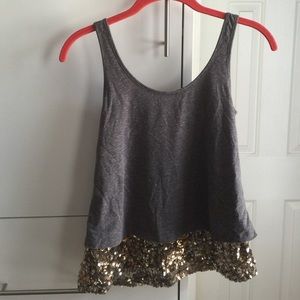 Super cute gray and gold tank