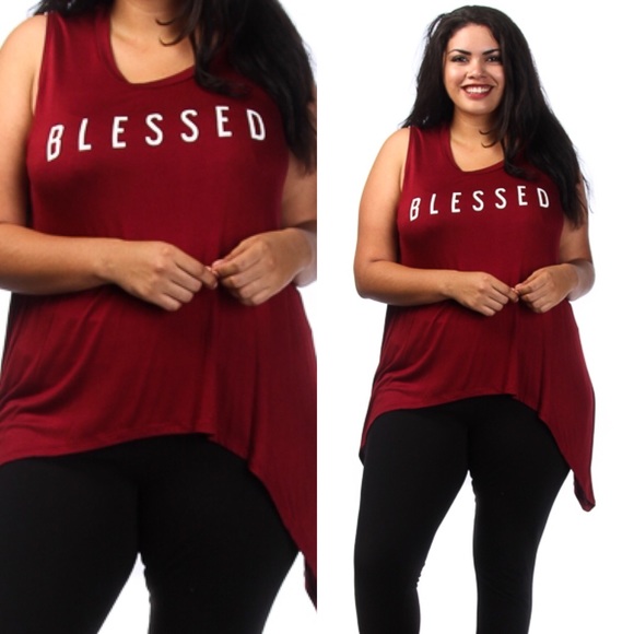 Plus Size Wine Blessed Sleeveless Top - Picture 2 of 3