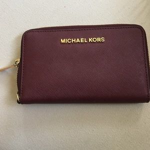 Michael Kors merlot wristlet