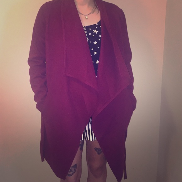 *SOLD* Burgundy Modern Trench Coat