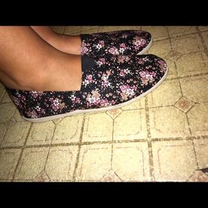 Black & Pink Floral Shoes