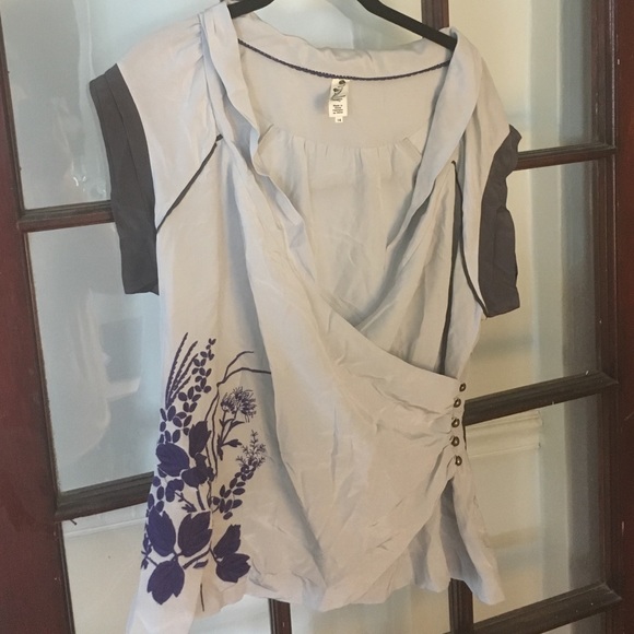 Silk embroidered violet blouse