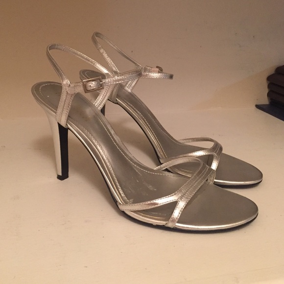 Silver strappy Ralph Lauren heels