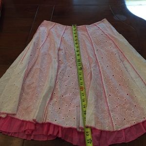 Beautiful summer white I let and pink skirt.