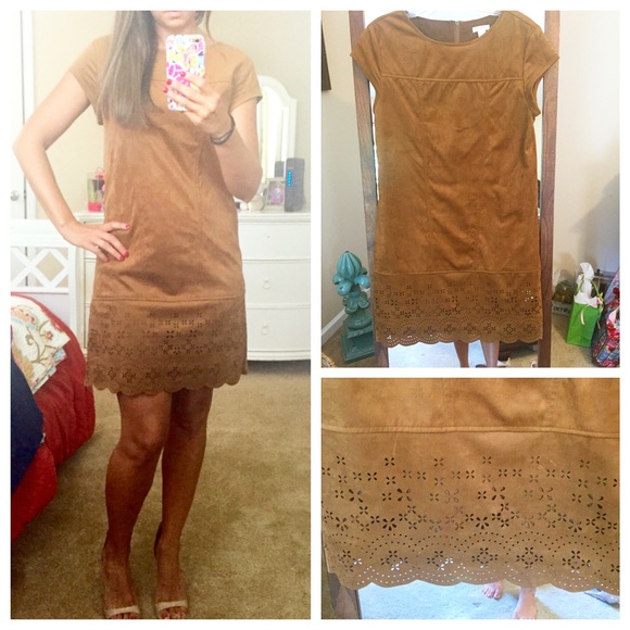 Cognac suede dress