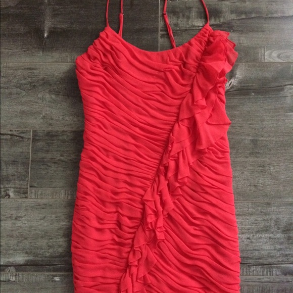 Rebecca Taylor 8 S red silk ruffle cocktail dress