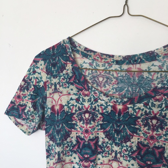 Teal and Pink patterned BDG Urban Outfitters tee