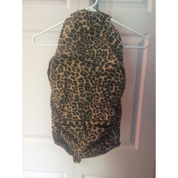 PINK cheetah canvas backpack