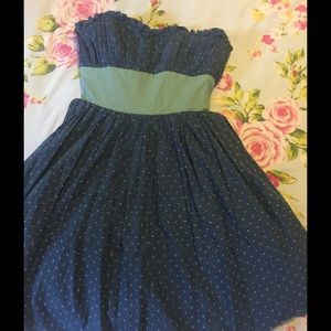 Betsy Johnson Green Navy Swiss Dot Dress
