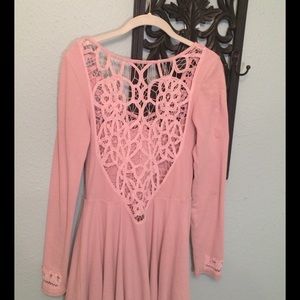 Free people rose lace open-back dress