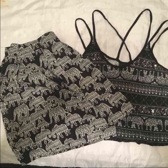 Elephant Printed Skirt and Tank Bundle