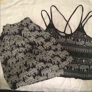 Elephant Printed Skirt and Tank Bundle