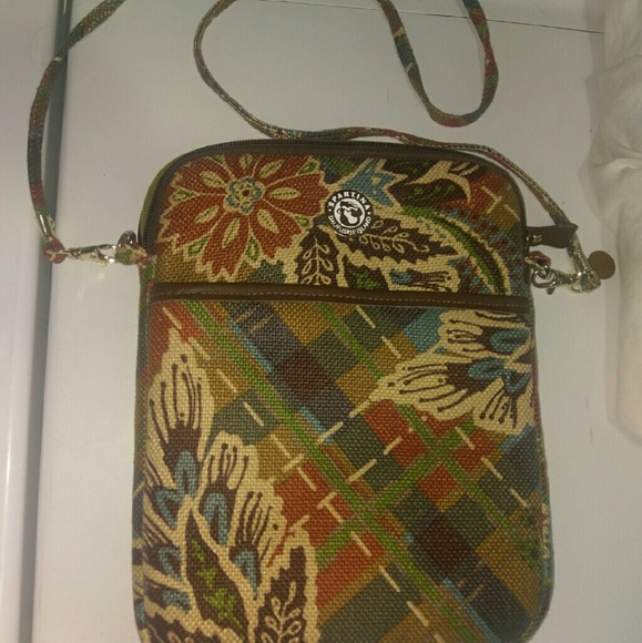 Spartina Linen & Leather floral tablet crossbody