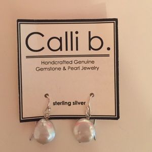Sterling Silver Coin Pearl Earrings