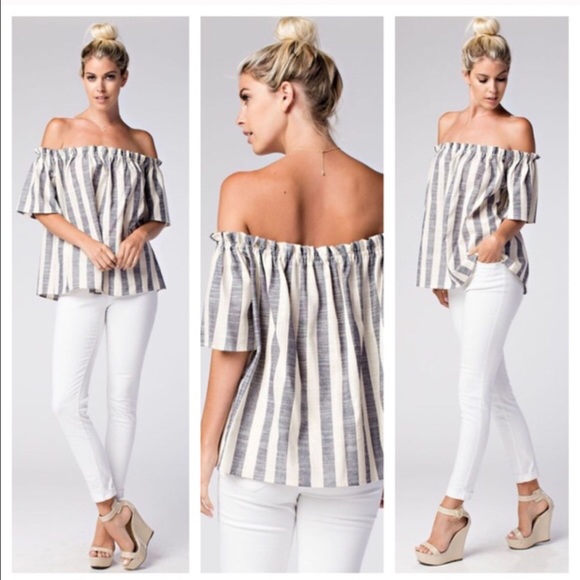 Love in Tops - Off The Shoulder Striped Top