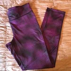 Xersion Full Length Yoga Pants--Purple Dot Print