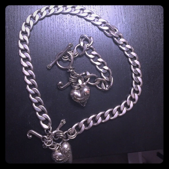 Juicy Couture silver bracelet and necklace set!!