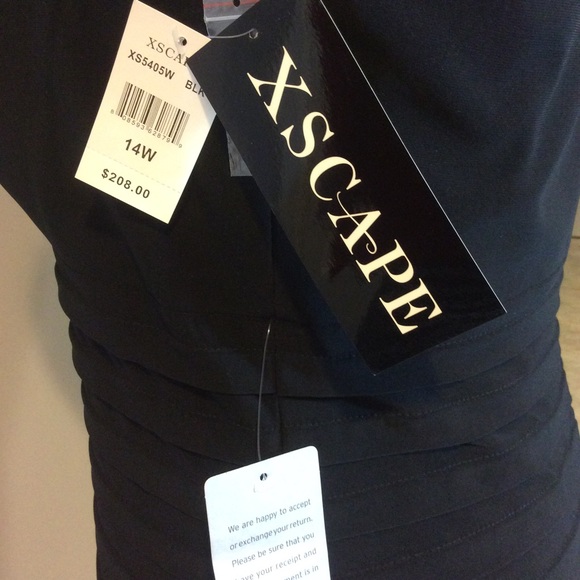 Escape black beaded dress w/ illusion neck. 14W. - Picture 4 of 4