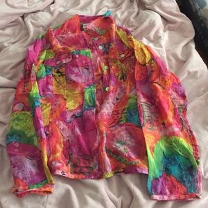 Sheer button down top