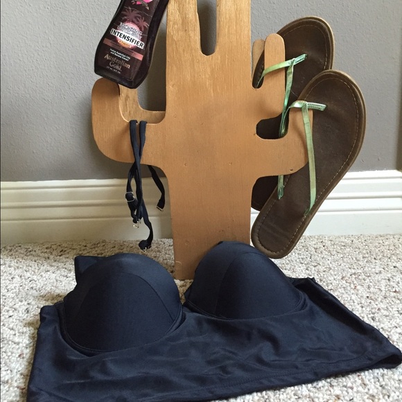 Black Charlotte Russe ruffle longline bikini top