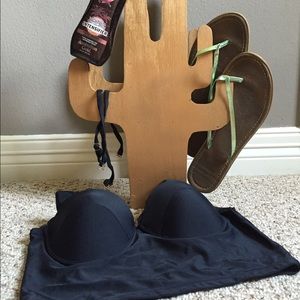 Black Charlotte Russe ruffle longline bikini top