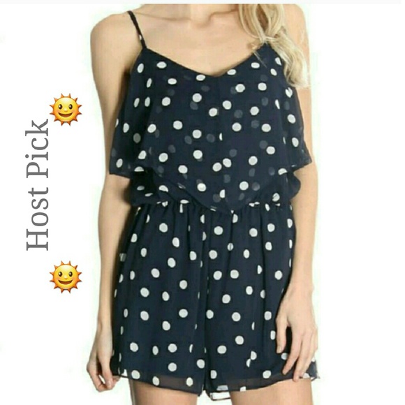 Polka dot romper size Large blue white - Picture 5 of 7