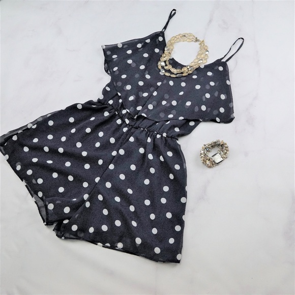 Polka dot romper size Large blue white - Picture 4 of 7