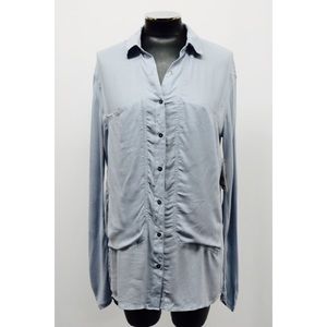 Free People Button Down Shirt Long Sleeve Sky Blue