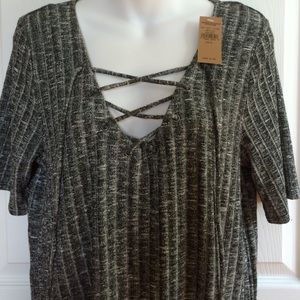 AEO Lace Up Ribbed Top